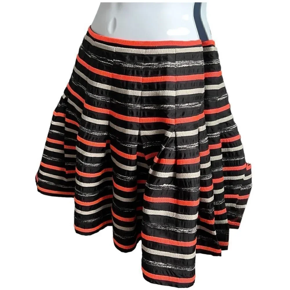 ANTHROPOLOGY Anthro HD in Paris Neon Ribboned Skater Skirt Size US 0